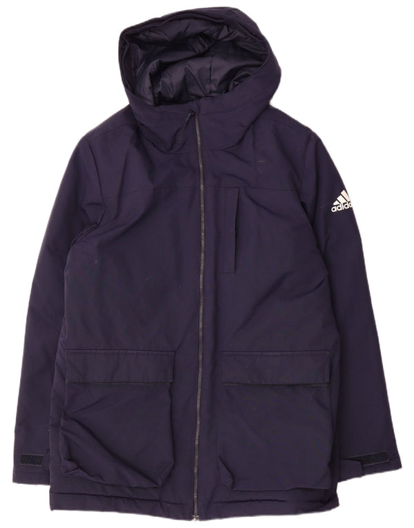 Adidas Chaqueta cortavientos con capucha para hombre UK 38 Medium Azul marino Poliamida