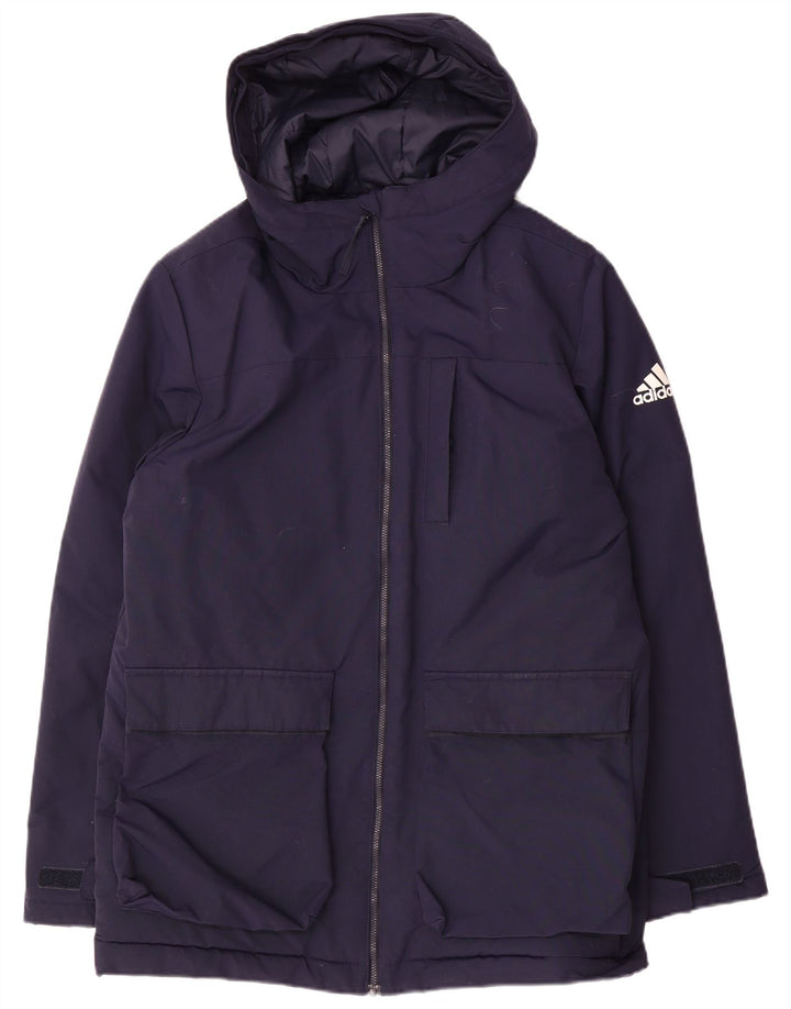 Adidas Chaqueta cortavientos con capucha para hombre UK 38 Medium Azul marino Poliamida