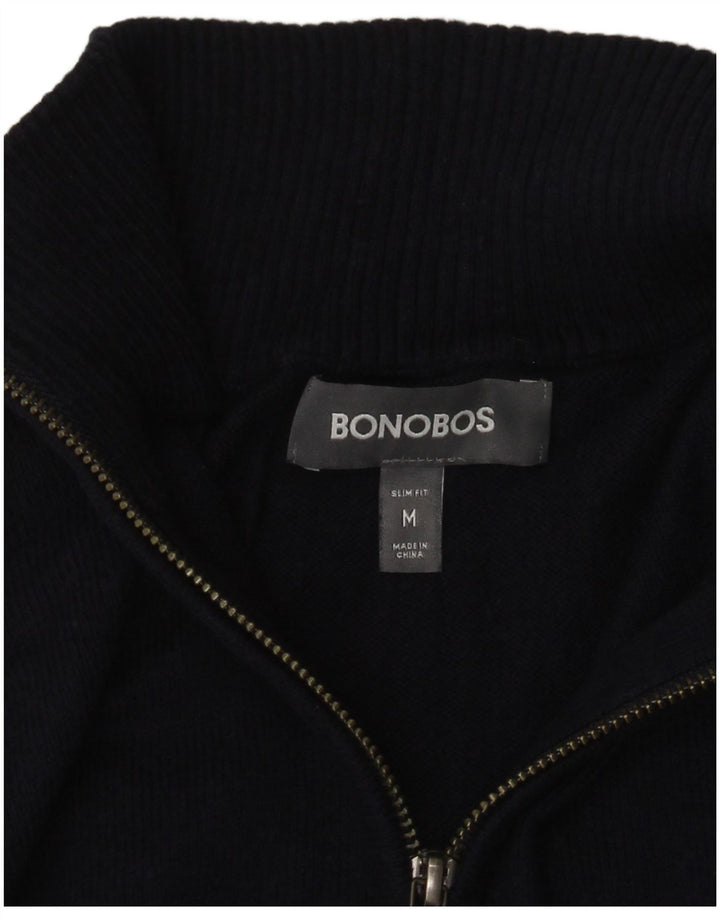 BONOBOS Jersey Slim Fit con Cuello y Cremallera para Hombre Azul Marino Medio