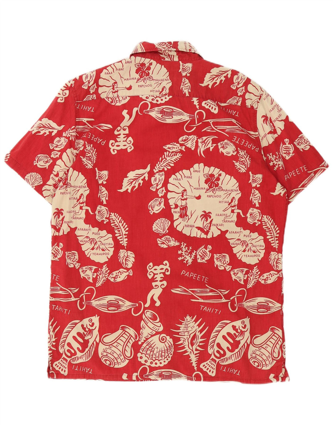 Sixty Camisa de manga corta para hombre de algodón floral rojo grande