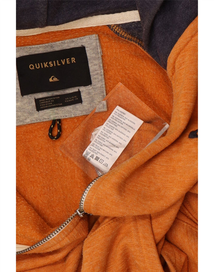 QUIKSILVER Suéter con capucha y cremallera para mujer UK 40 Grande Naranja Colorblock Algodón