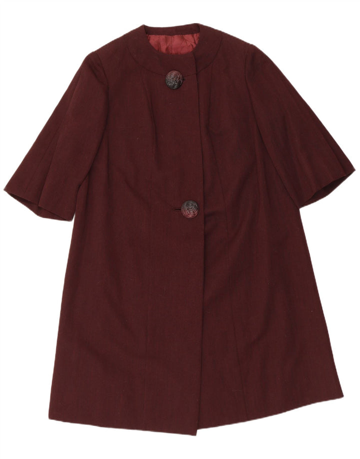 VINTAGE Abrigo de Mujer Reino Unido 14 Granate Medio