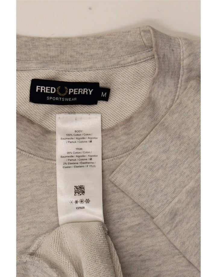 Fred Perry Hombre Sudadera Gráfica Jersey De Algodón Gris Medio