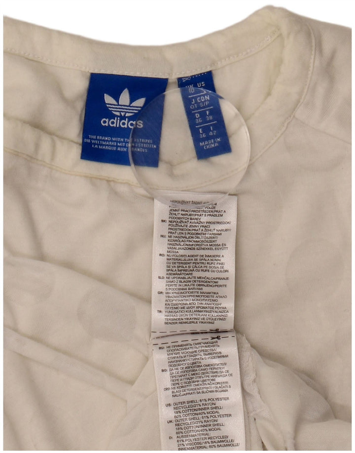 ADIDAS Mujer Chaleco Top UK 10 Pequeño Blanco Geométrico Poliéster