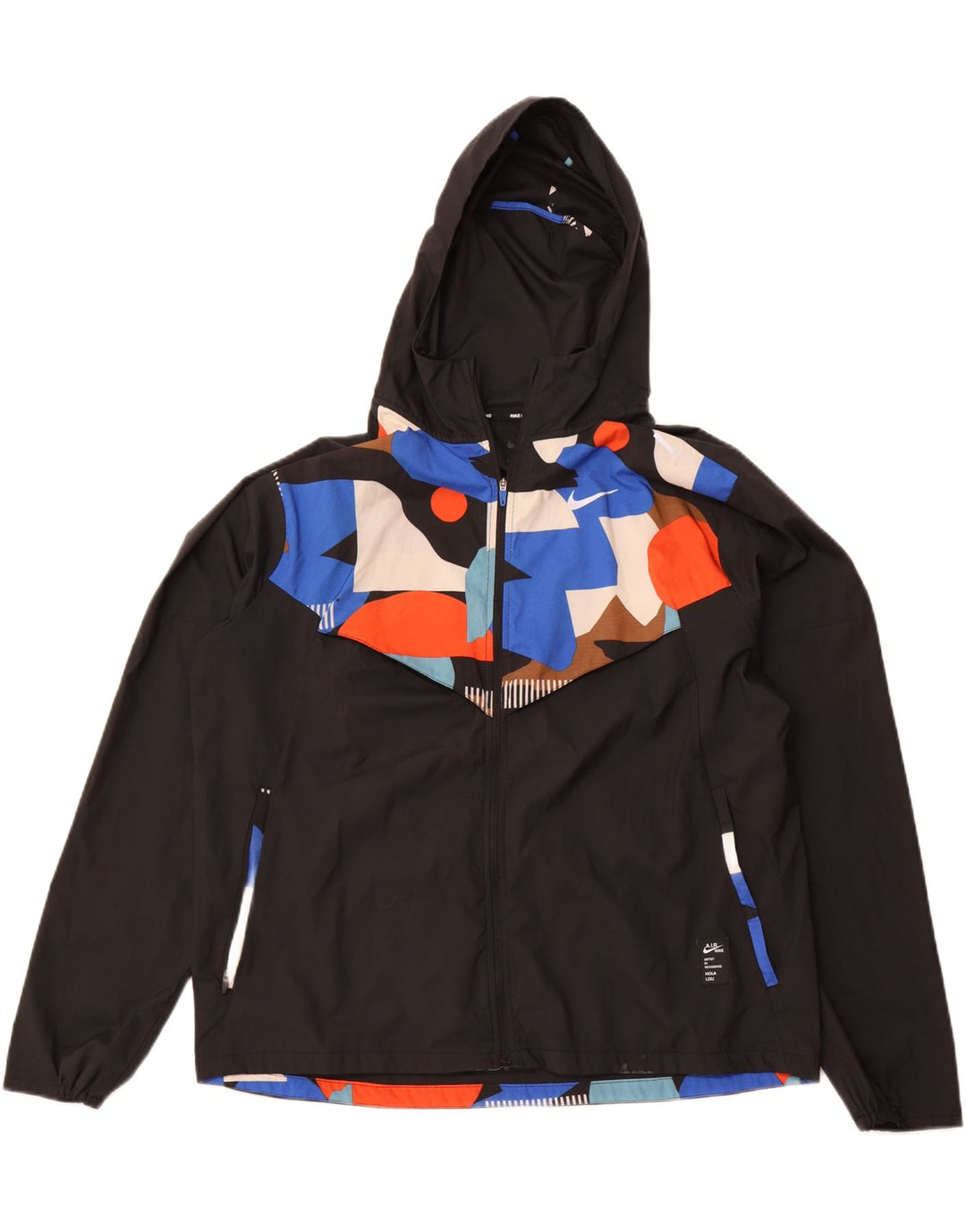 Nike - Chándal con capucha para hombre, chaqueta superior, poliéster geométrico negro grande