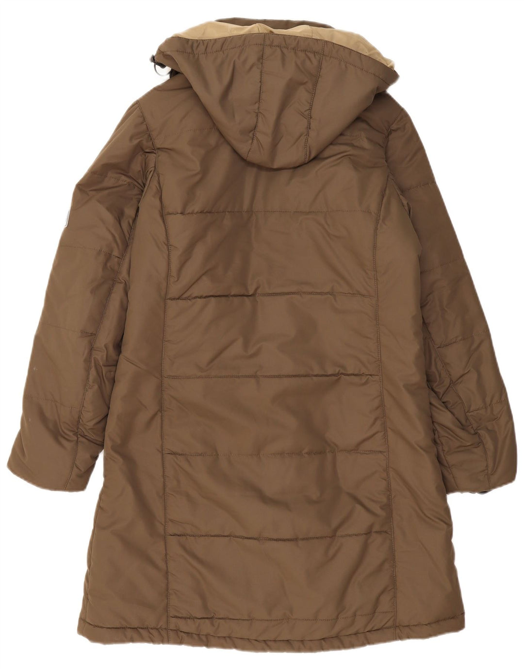 Jack Wolfskin Abrigo acolchado con capucha para mujer UK 12/14 Poliéster caqui medio