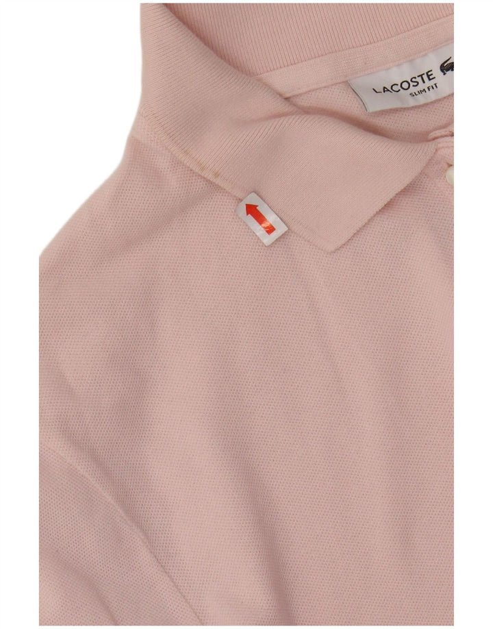 LACOSTE Polo de manga larga ajustado para mujer talla 44 algodón rosa grande