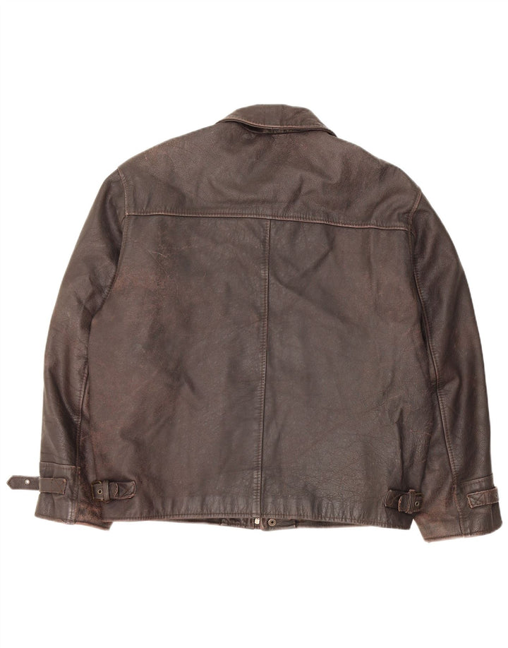 Vintage chaqueta de cuero para hombre Reino Unido 40 cuero marrón grande