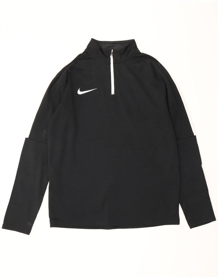 NIKE Hombre Dri Fit Zip Neck Pullover Chándal Top Mediano Negro Colorblock