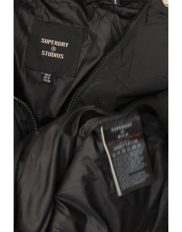 Superdry Abrigo acolchado extragrande para mujer UK 8 Small Poliéster negro