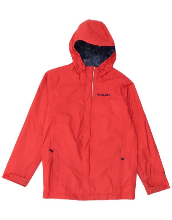 COLUMBIA Chaqueta impermeable con capucha para mujer UK 12 Medium Red Nylon