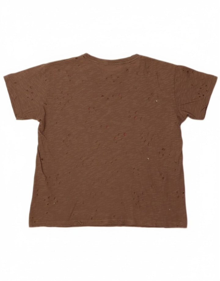 Guess Camiseta con gráfico perforado para mujer UK 44 Marrón medio