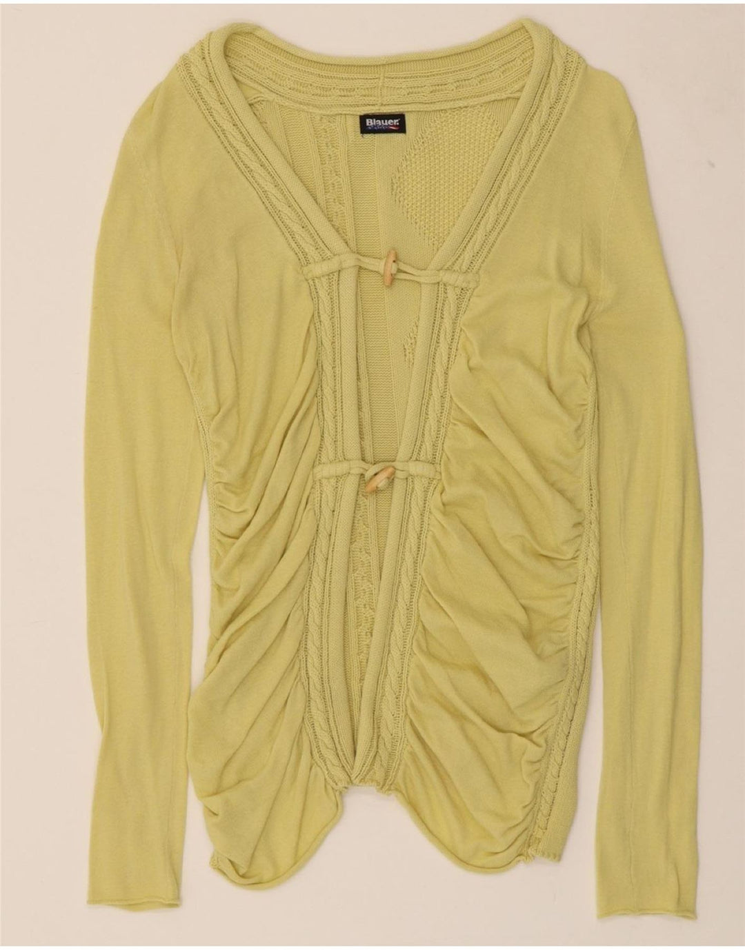 BLAUER Womens Cardigan Sweater UK 12 Medium Yellow Cotton Vintage Blauer and Second-Hand Blauer from Messina Hembry 