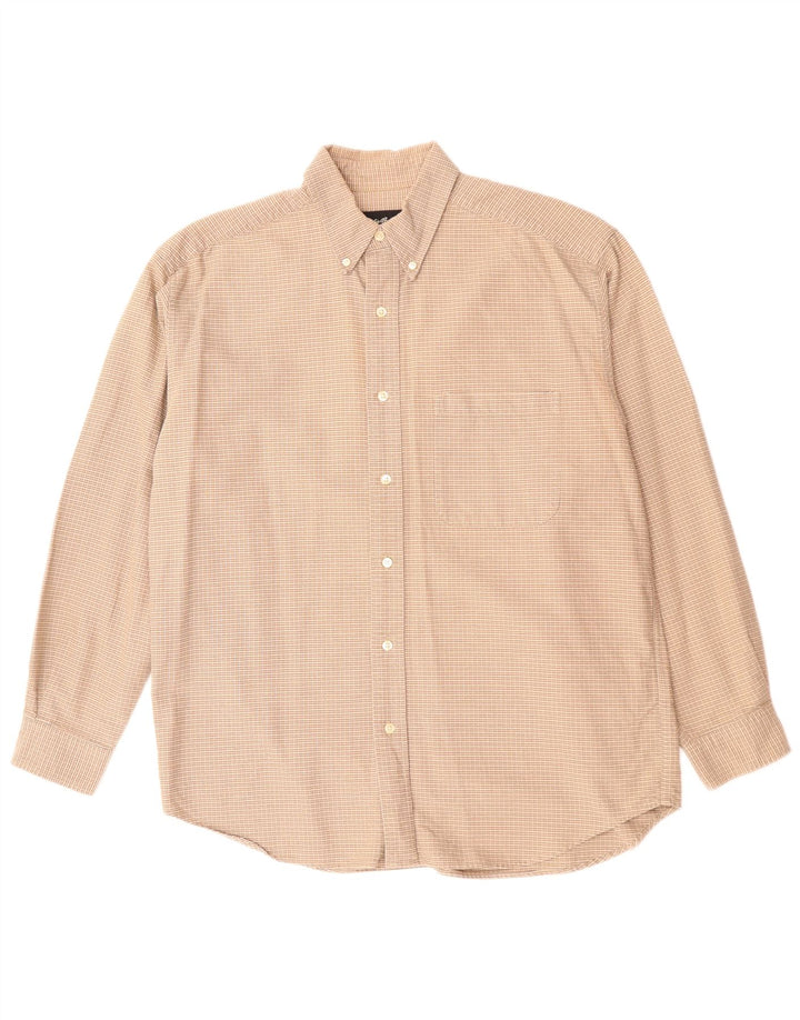 EDDIE BAUER Camisa Hombre Grande Cuadros Beige Algodón