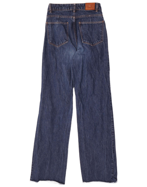 Zara Vaqueros de pierna ancha y cintura alta para mujer EU 36 XS W26 L33 Algodón azul marino