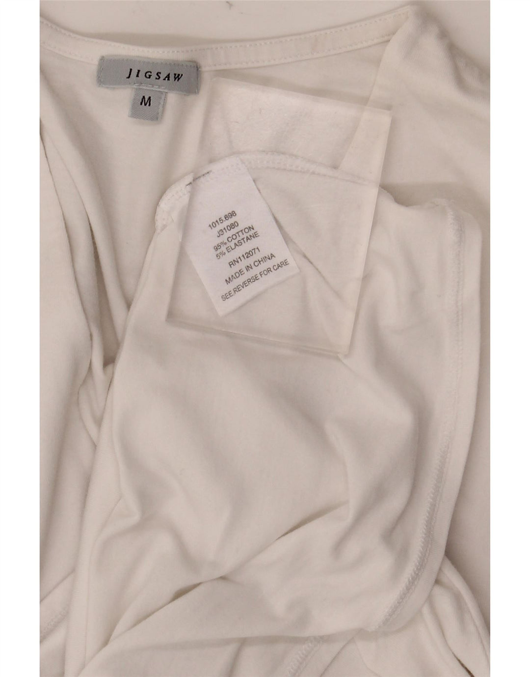 JIGSAW Camiseta de mujer de manga larga UK 12 Algodón blanco mediano