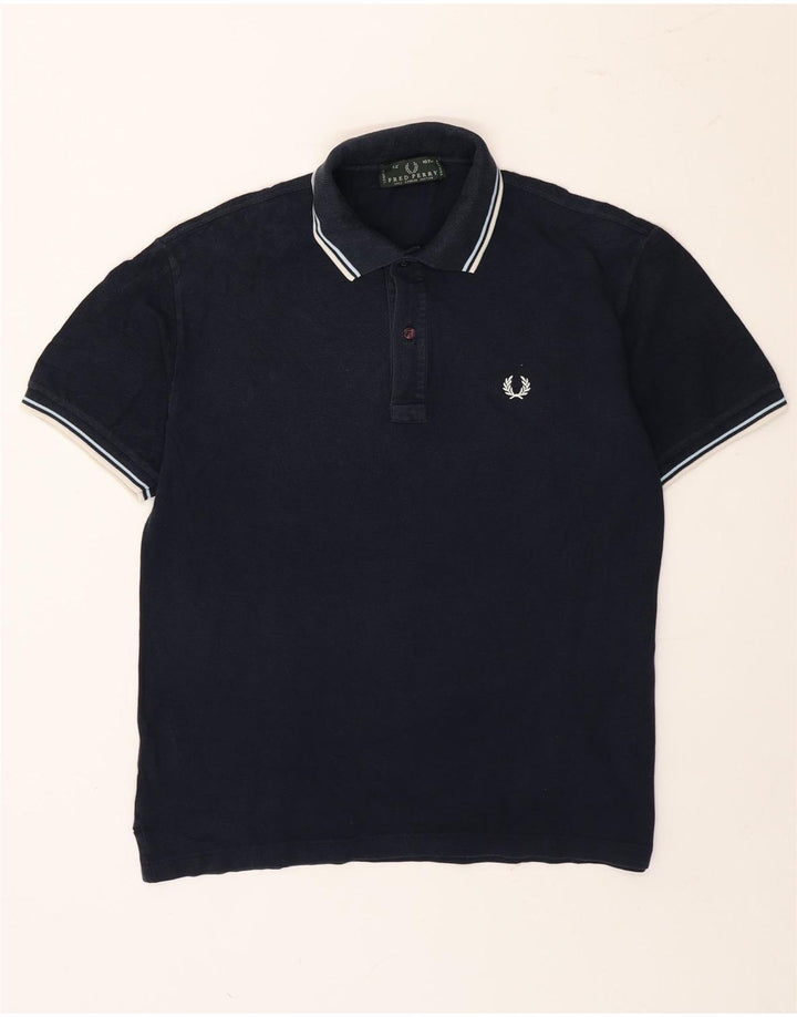 Polo Fred Perry Hombre De Algodón A Rayas Azul Marino Medio