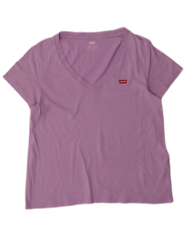 Levi's Camiseta para mujer Top UK 10 Small Purple Cotton