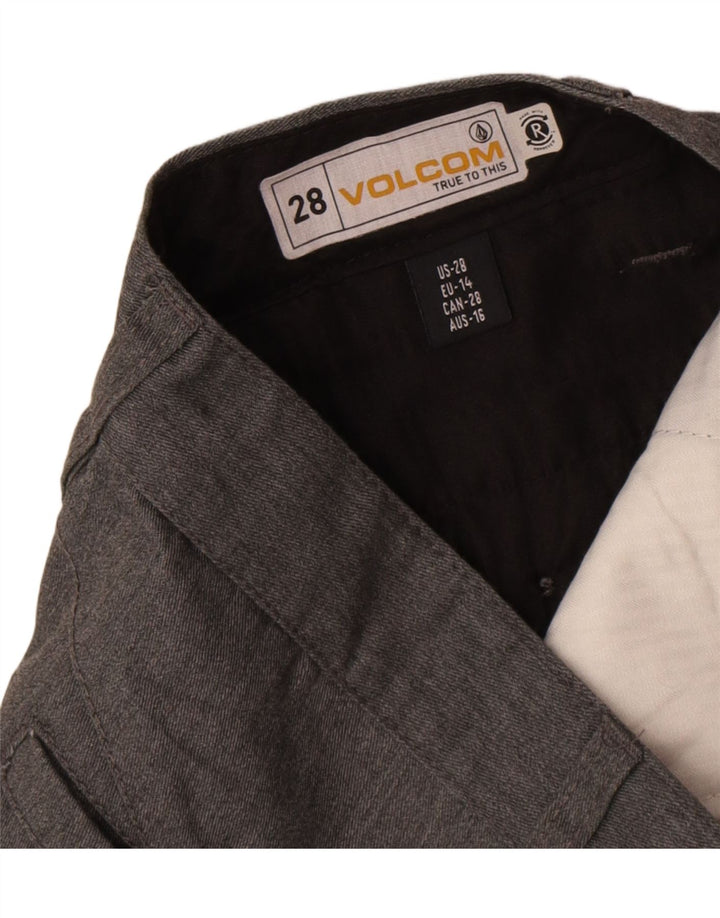 Pantalones cortos chinos Volcom para hombre W28 poliéster gris pequeño