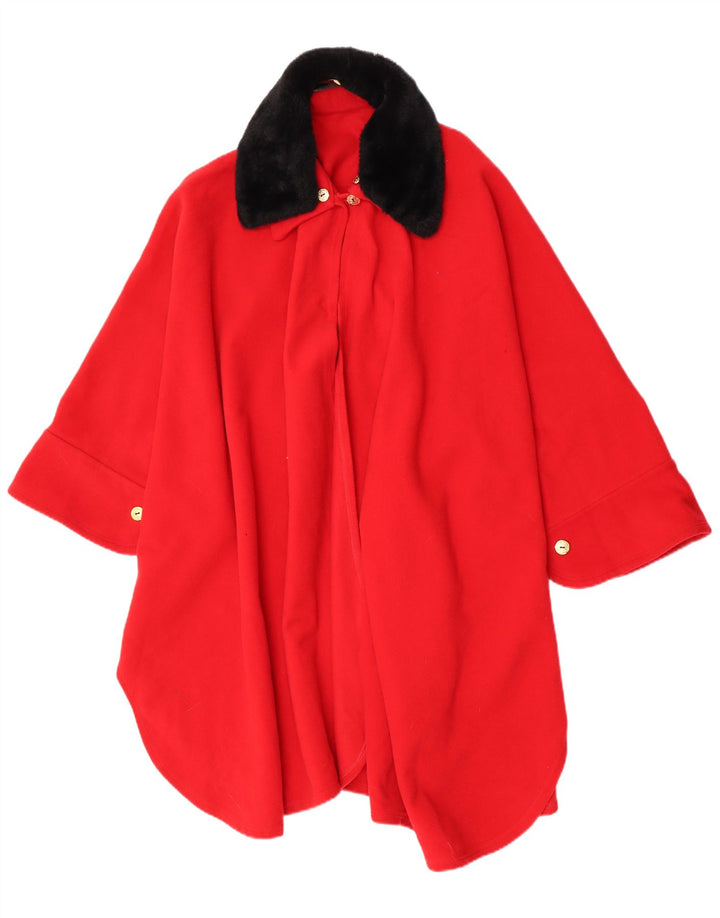 Vintage Mujer Poncho Abrigo Un Tamaño Rojo