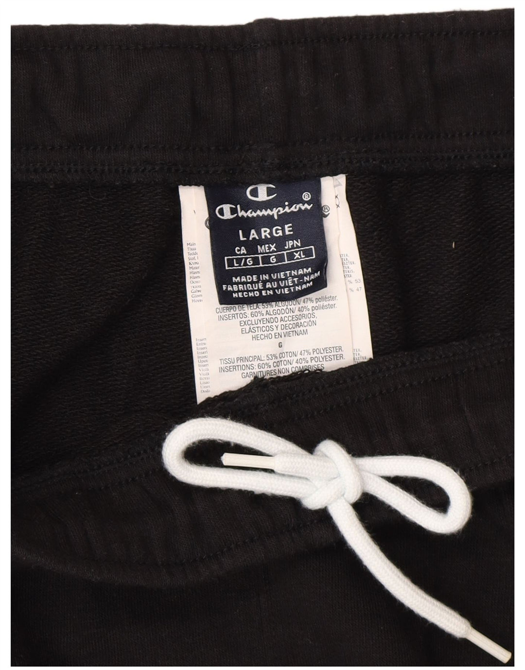 Champion Pantalón De Chándal Para Hombre Grande Negro Algodón