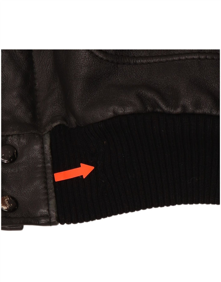 VINTAGE Chaqueta de cuero militar para hombre IT 54 2XL Cuero negro