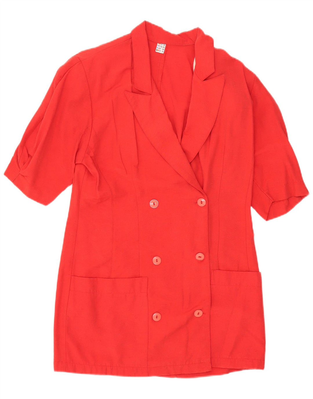 Vintage mujer manga corta doble pecho Blazer chaqueta EU 36 pequeño rojo