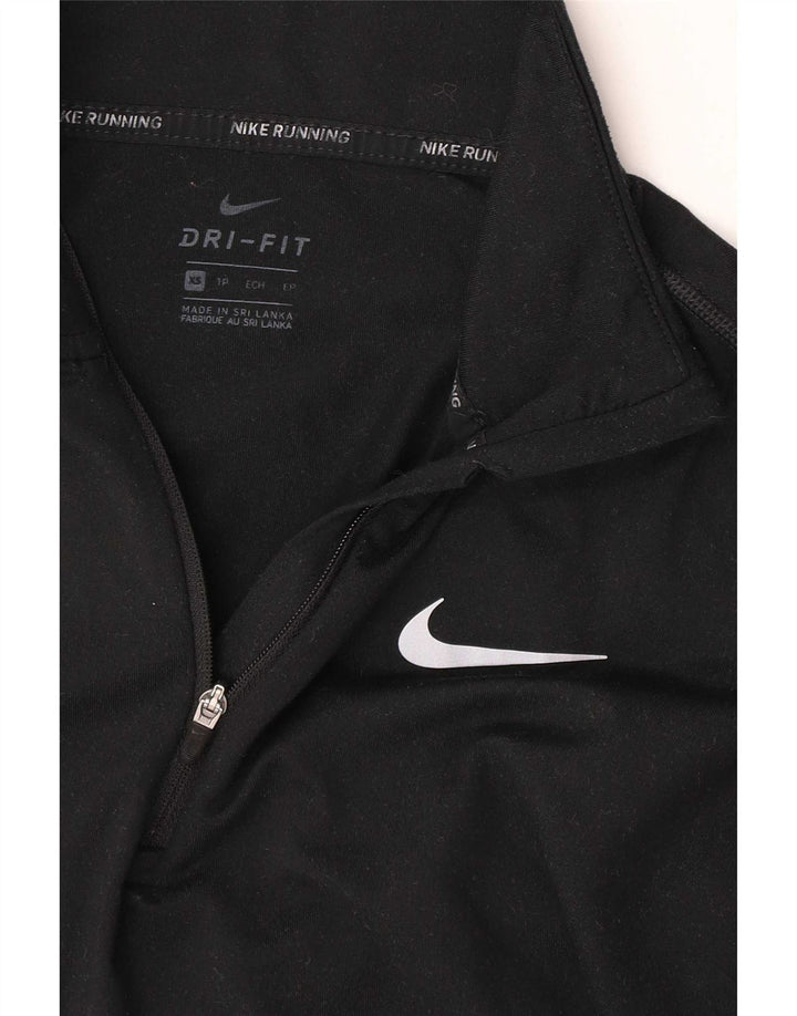 Nike Dri Fit - Camiseta de manga larga con cuello y cremallera para hombre, talla XS, color negro