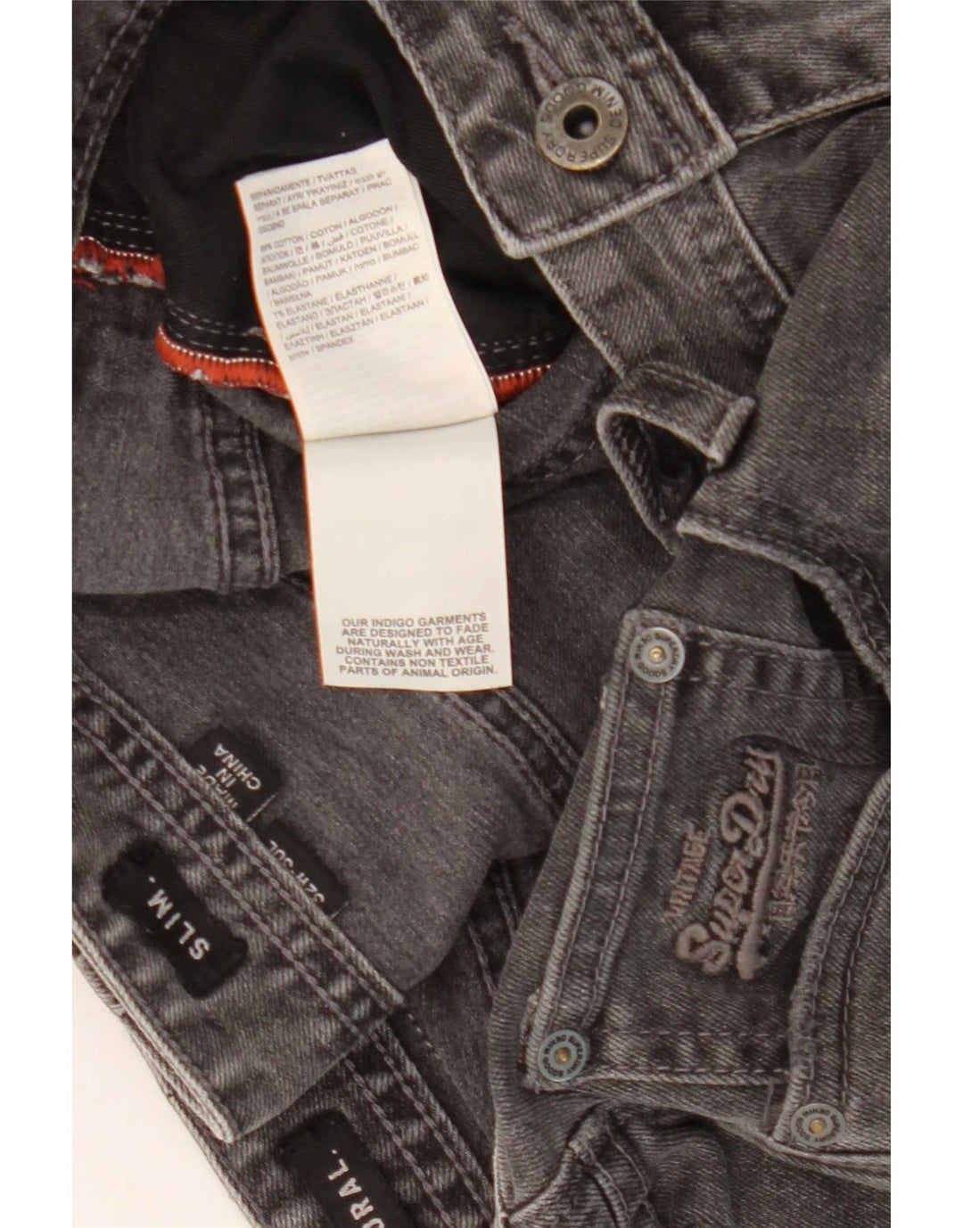 Superdry Pantalones cortos vaqueros ajustados Corporal para hombre W32 Algodón gris medio