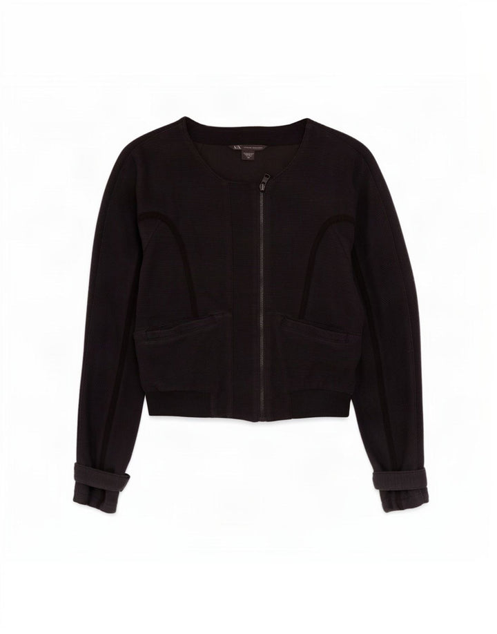 Armani Exchange Chaqueta Bomber Corta para Mujer UK 10 Small Algodón Negro