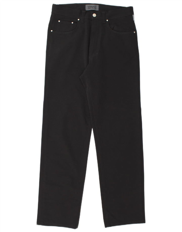 Versace Hombre Pantalones Casuales Rectos W33 L31 Poliamida Negro