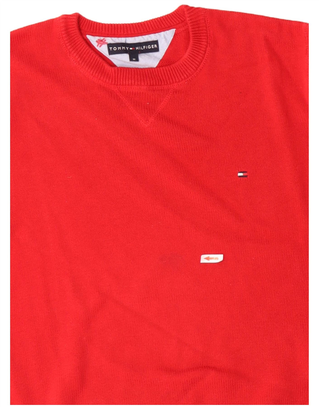 TOMMY HILFIGER Jersey de cuello redondo para hombre de algodón rojo medio