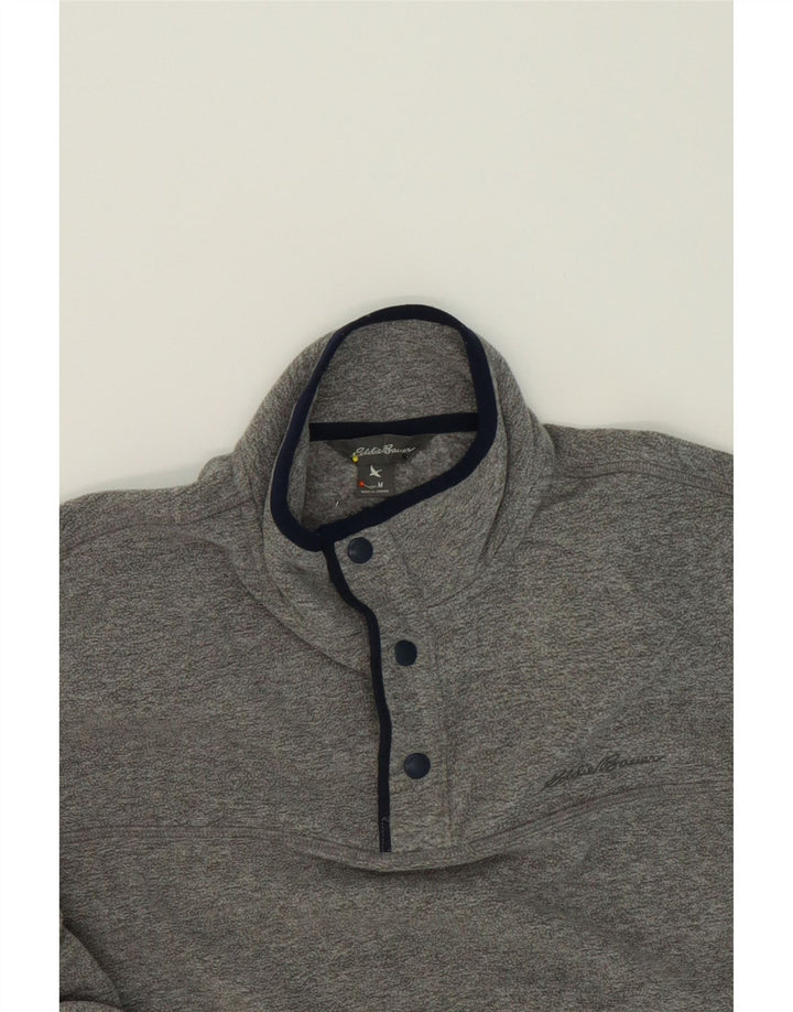 EDDIE BAUER Mens Button Neck Fleece Jumper Medium Grey Polyester Vintage Eddie Bauer and Second-Hand Eddie Bauer from Messina Hembry 