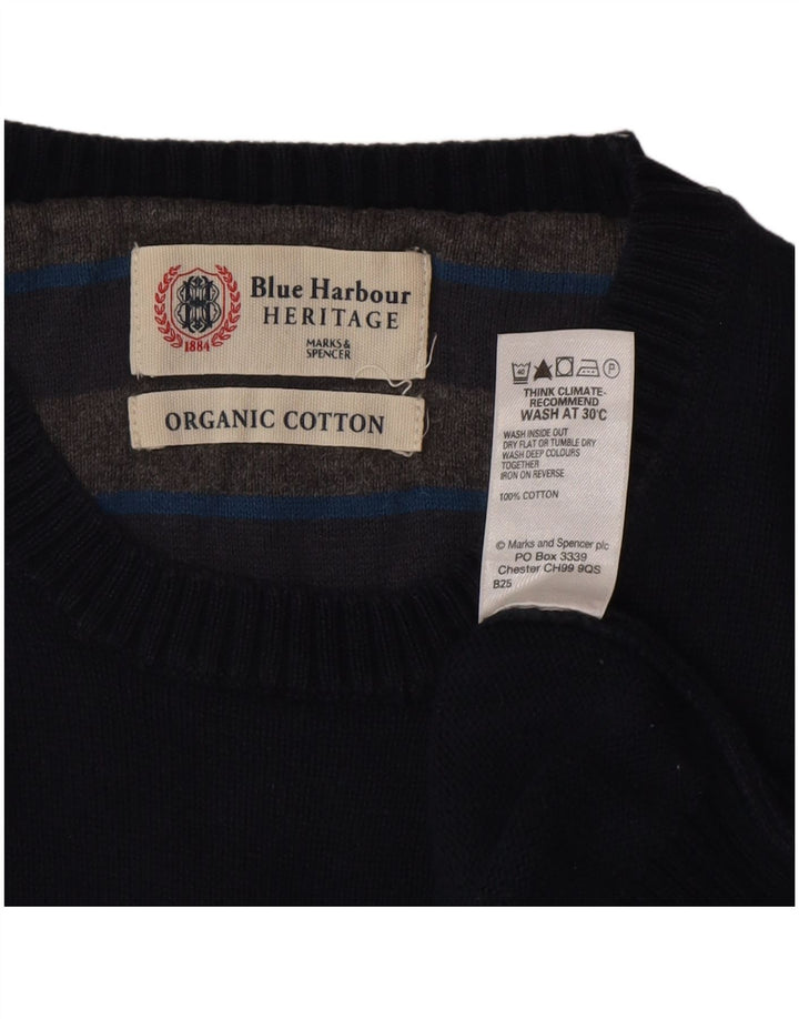 Marks & Spencer Jersey de cuello redondo para hombre de algodón azul marino mediano