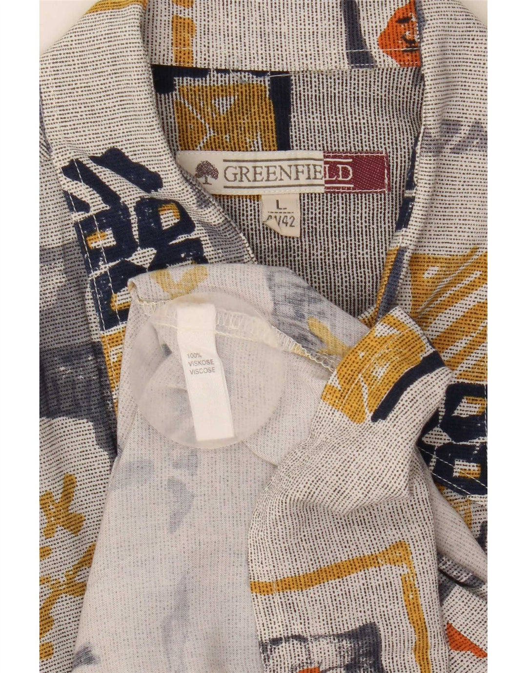 Greenfield Camisa De Manga Corta Para Hombre Talla 41/42 Grande Patchwork Multicolor