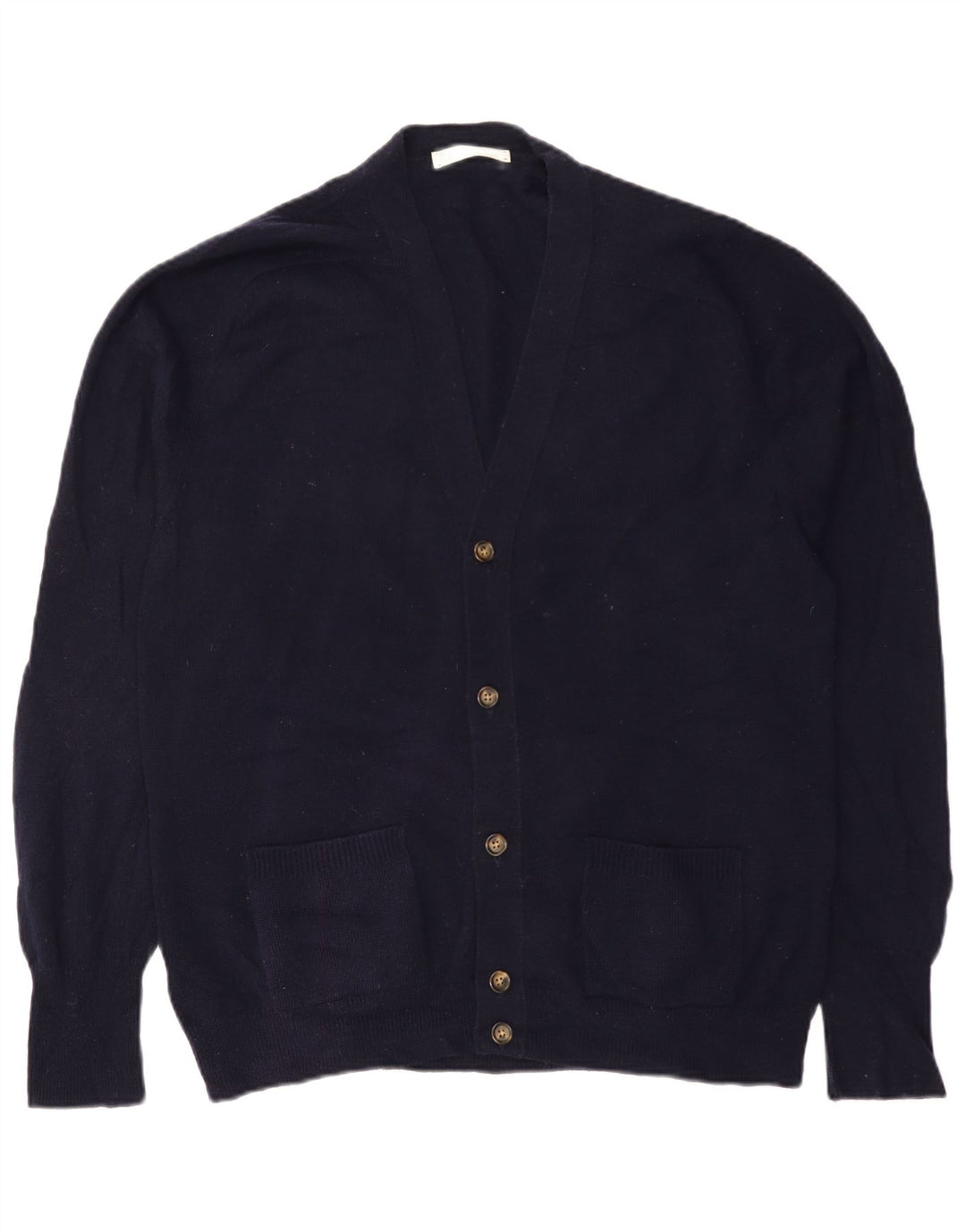 Marks & Spencer Suéter tipo cárdigan para hombre IT 52/54 Large Lana de cordero azul marino