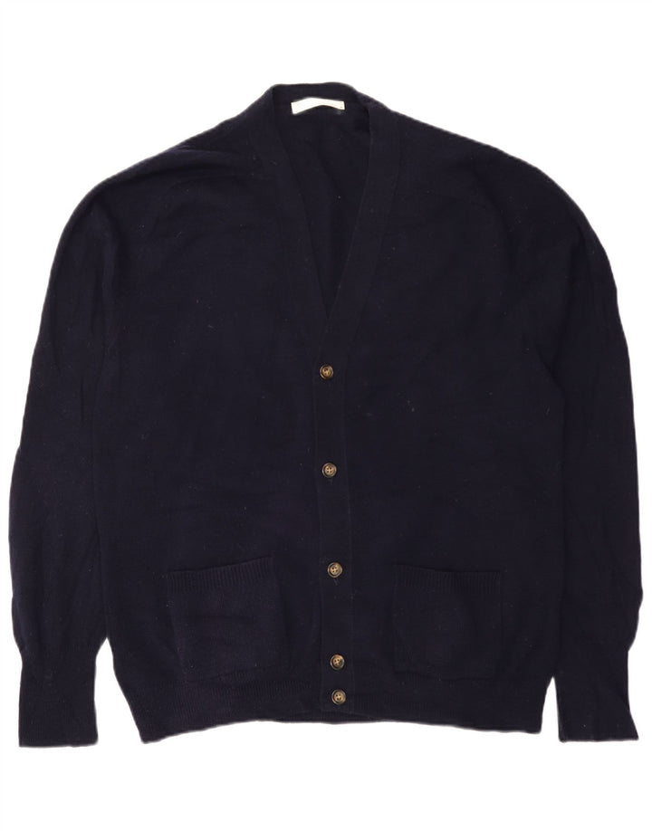 Marks & Spencer Suéter tipo cárdigan para hombre IT 52/54 Large Lana de cordero azul marino