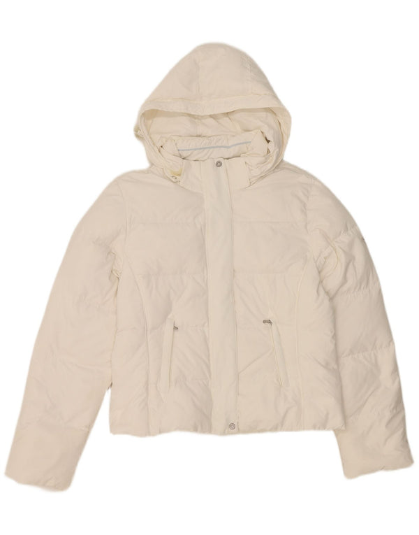 Champion Chaqueta Acolchada Con Capucha Para Mujer UK 44 Mediana Poliéster Blanco