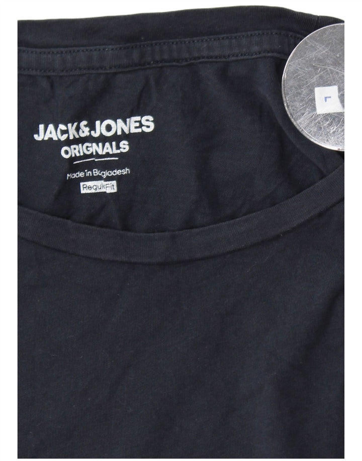 JACK & JONES Hombre Regular Fit Camiseta Top Grande Azul Marino Algodón