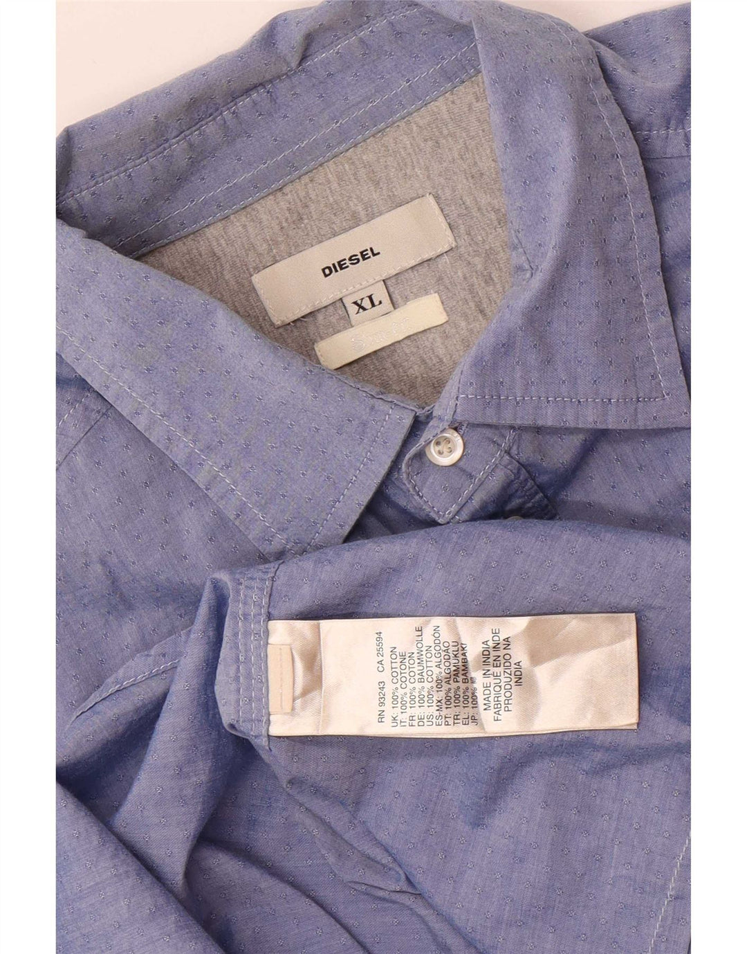 Camisa Diesel Hombre XL Algodón Azul