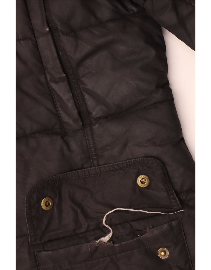 Barbour Abrigo acolchado con capucha para mujer Reino Unido 42 Mediano Negro