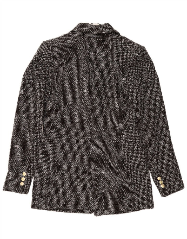 ZARA Mujer Chaqueta Blazer De Doble Botonadura UK 6 XS Poliéster Gris