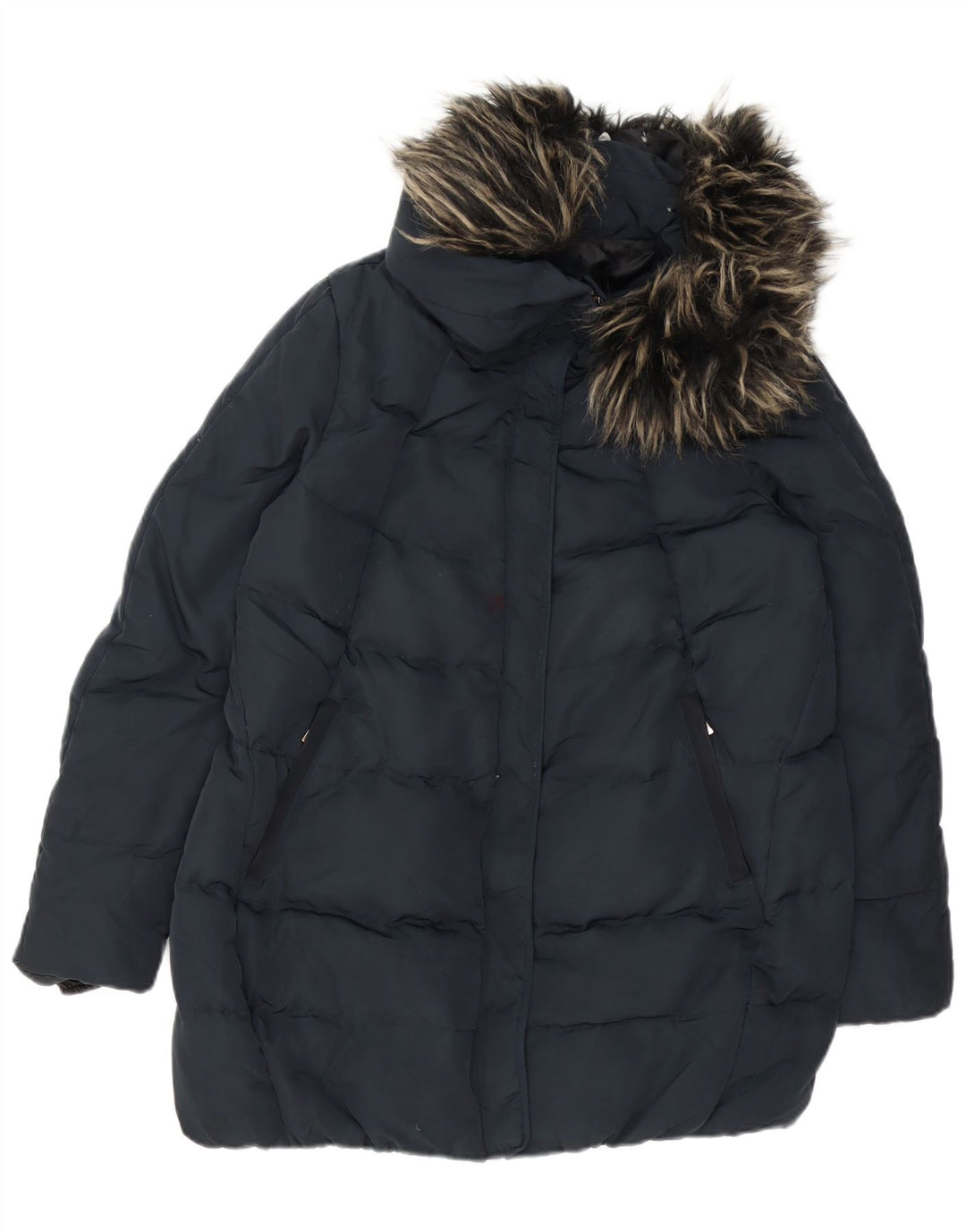 Zara Mujer Chaqueta Acolchada UK 44 Mediana Azul Marino Poliéster