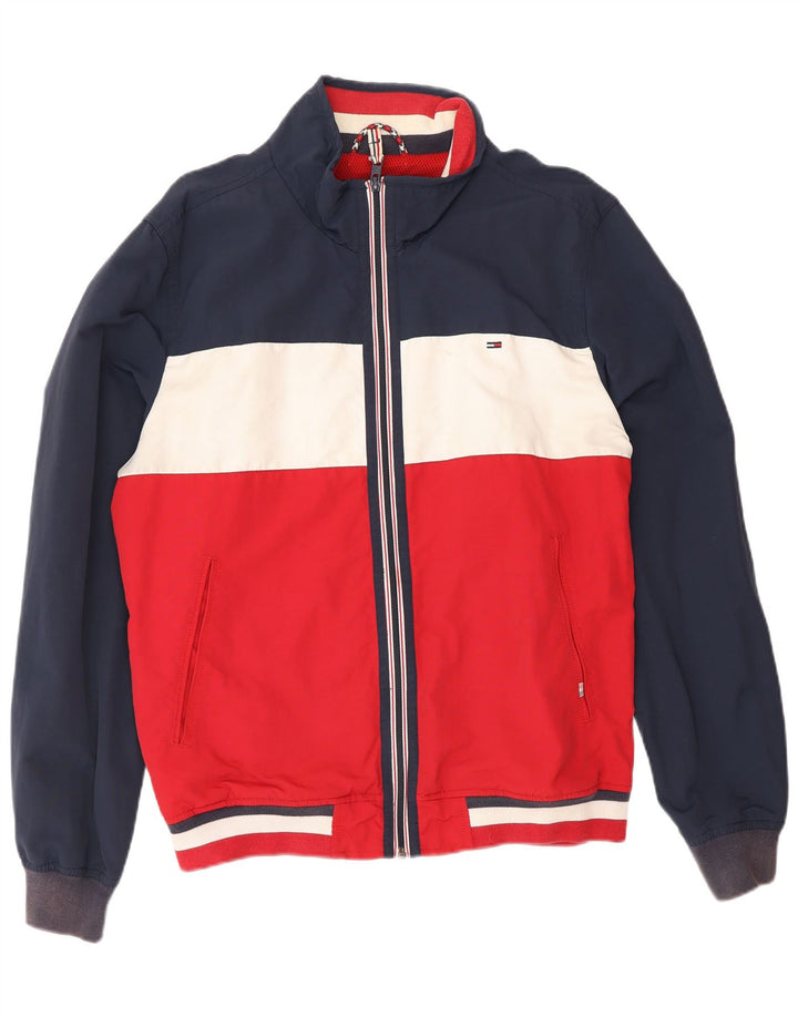 Tommy Hilfiger Chaqueta Bomber para Hombre UK 40 Large Azul Marino Colorblock Algodón