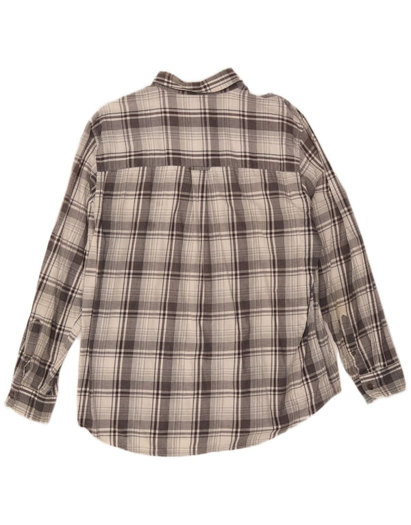 Chaps Camisa de franela para hombre Algodón a cuadros gris grande
