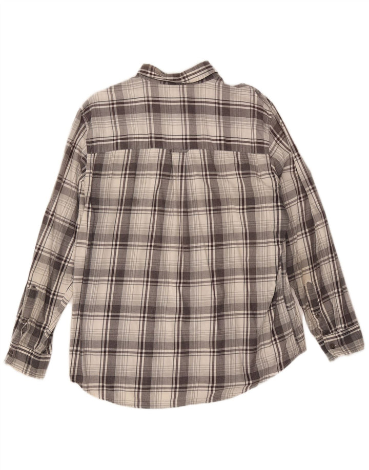 Chaps Camisa de franela para hombre Algodón a cuadros gris grande