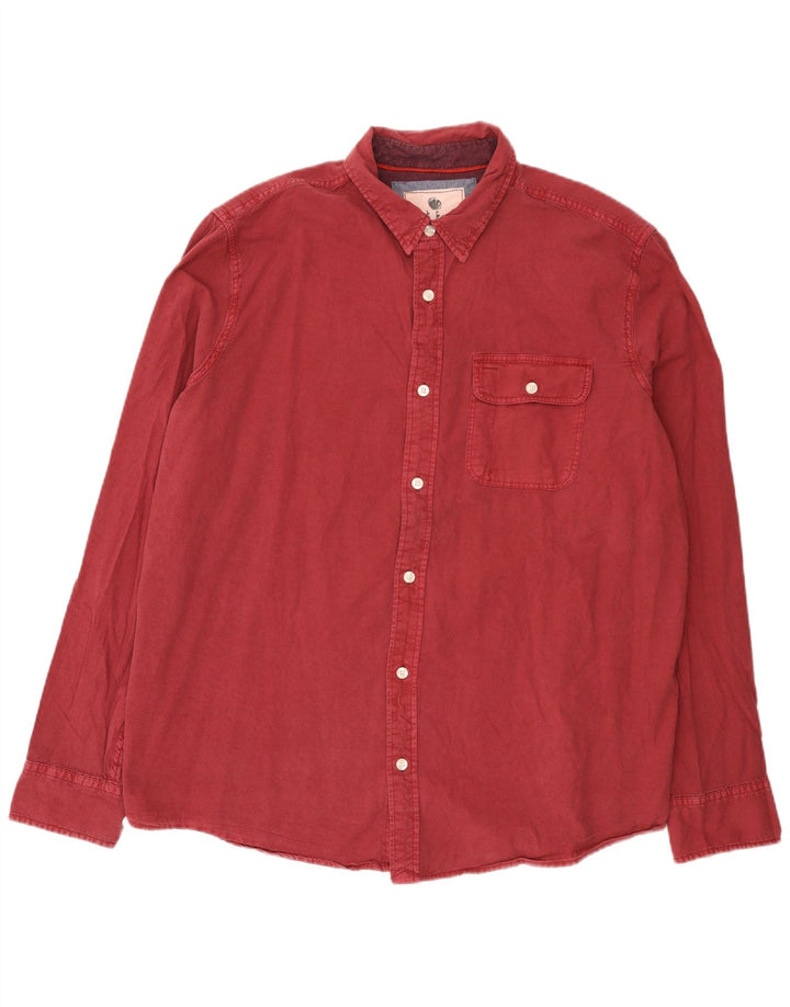 Camisa de hombre Fat Face 2XL Algodón burdeos
