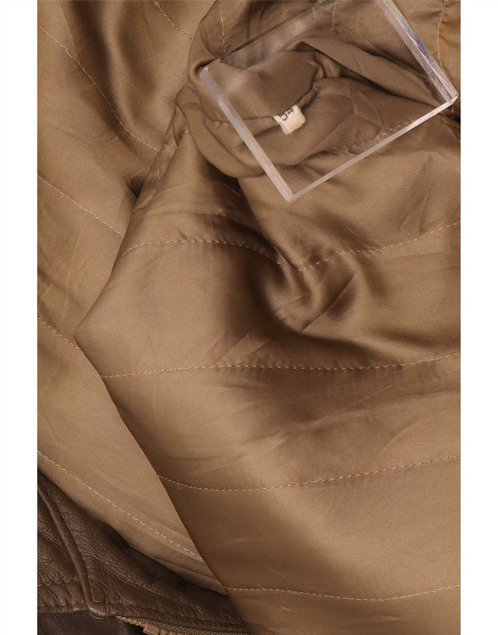Chaqueta de cuero vintage para hombre IT 54 2XL Marrón