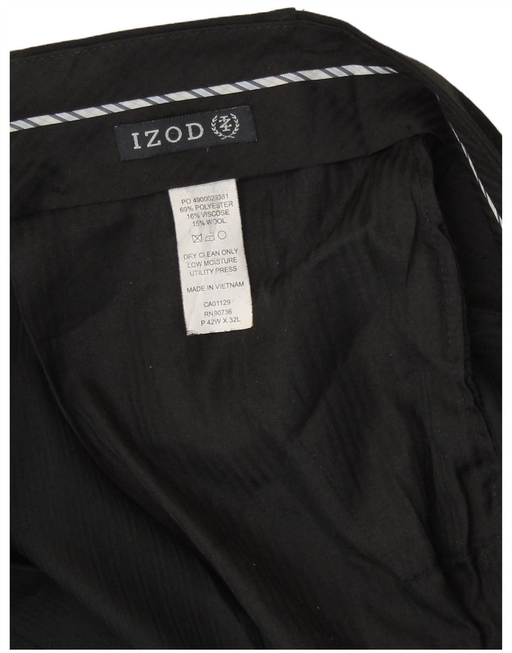 Pantalones de traje con pinzas para hombre Izod W42 L32 Poliéster negro