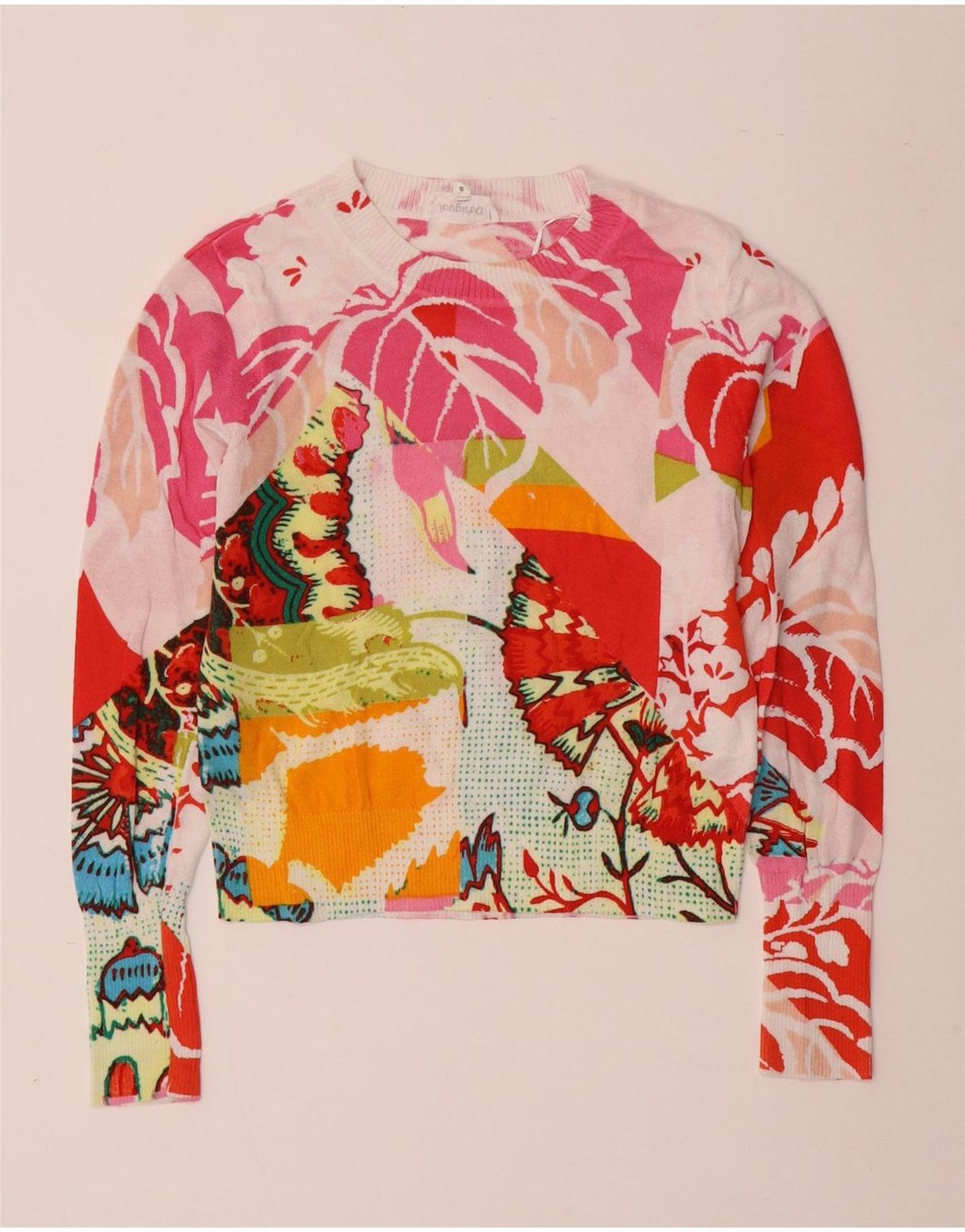 Desigual Jersey de cuello redondo para mujer UK 10 Small Multicolor Floral
